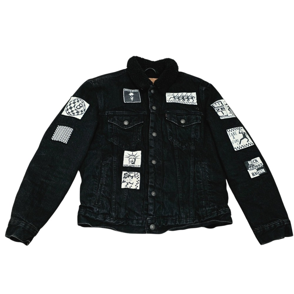 Levi’s Men’s Premium Big E Sherpa Trucker SKA Patch Battle Jacket Denim Medium